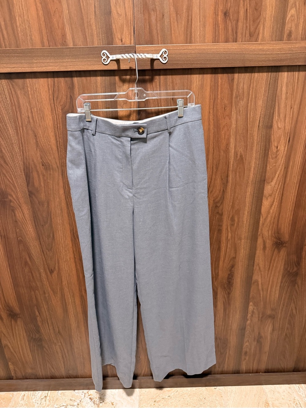 Ann Taylor Wide Leg High-Waist Trousers in Gray, Size 12